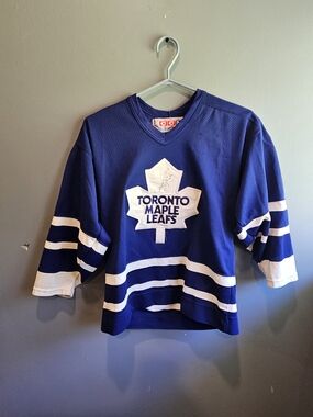 CCM Kids Toronto Maple Leafs Royal Blue and White Hockey Jersey UnknownSignature
